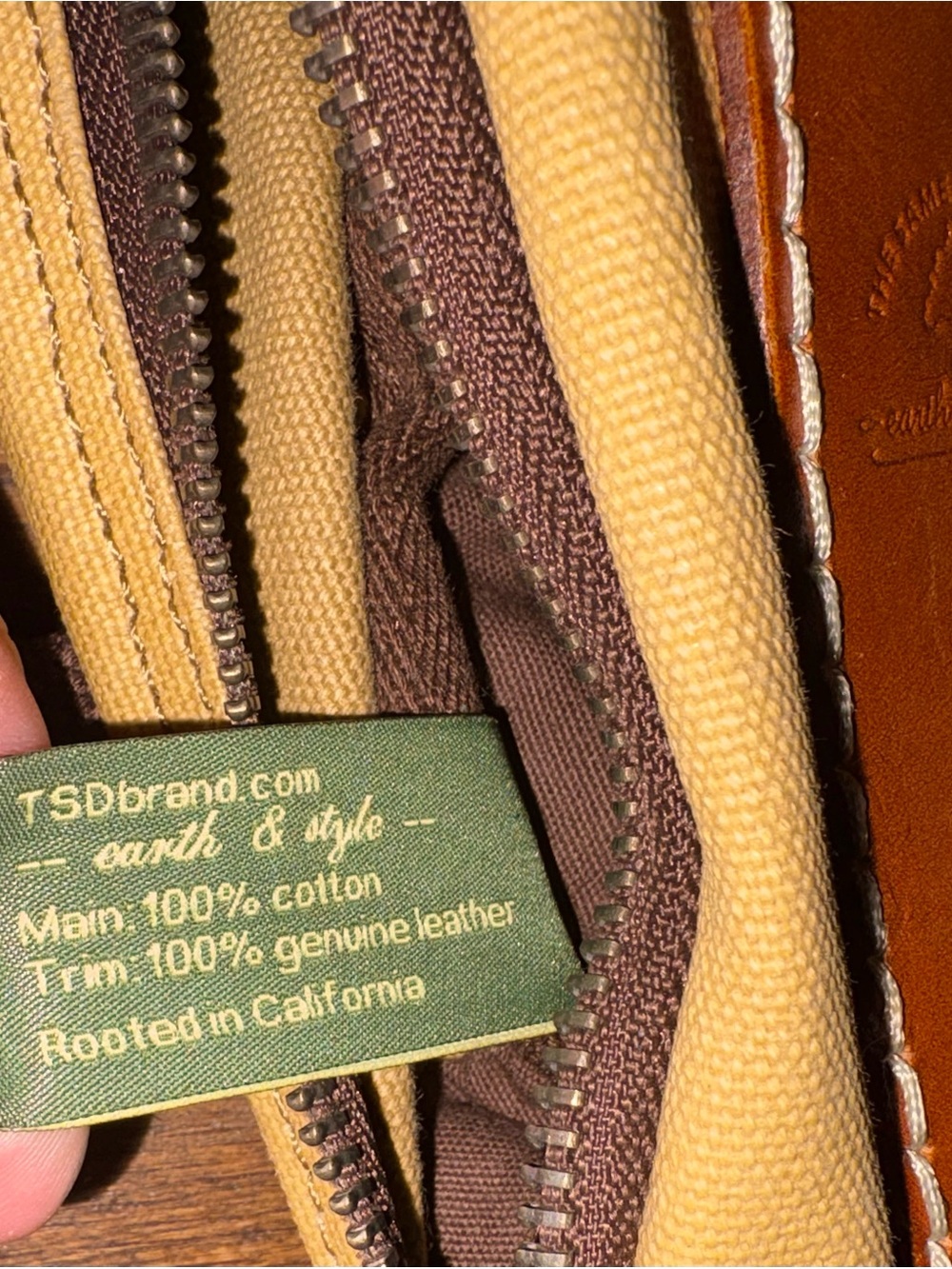 TSD Brand Hidden Woods Canvas Sling Crossbody Bag Travel Khaki Tan Multi Pocket - Picture 13 of 16